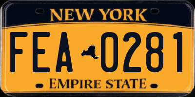 NY license plate FEA0281