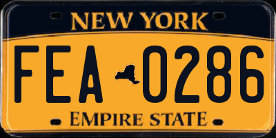 NY license plate FEA0286