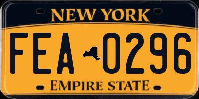 NY license plate FEA0296