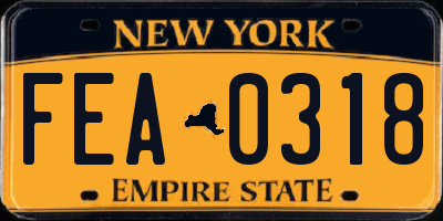 NY license plate FEA0318