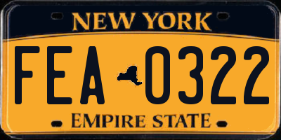 NY license plate FEA0322