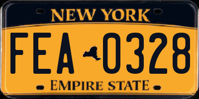 NY license plate FEA0328