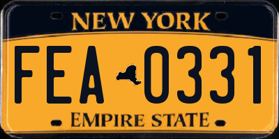 NY license plate FEA0331