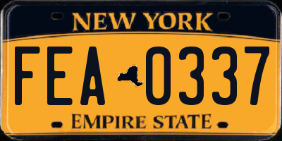 NY license plate FEA0337