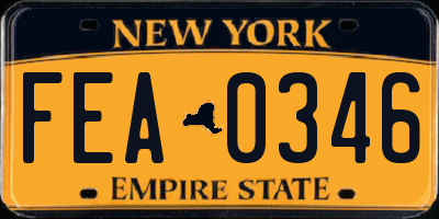 NY license plate FEA0346