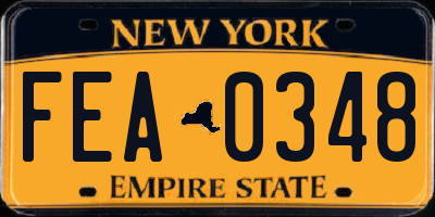 NY license plate FEA0348