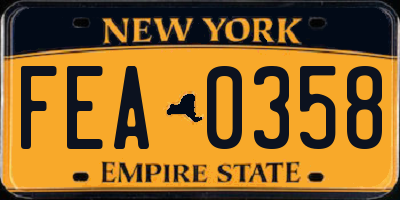 NY license plate FEA0358