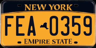NY license plate FEA0359