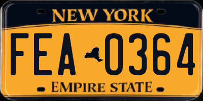 NY license plate FEA0364