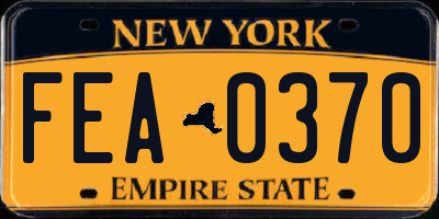 NY license plate FEA0370