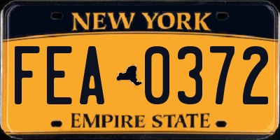 NY license plate FEA0372