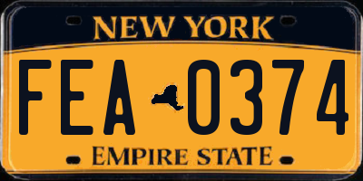 NY license plate FEA0374