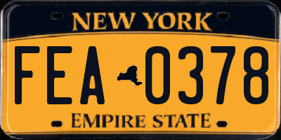 NY license plate FEA0378