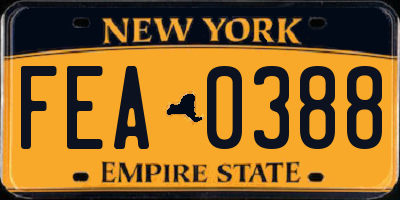 NY license plate FEA0388