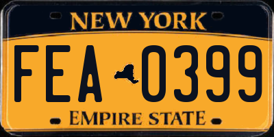 NY license plate FEA0399