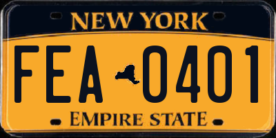 NY license plate FEA0401
