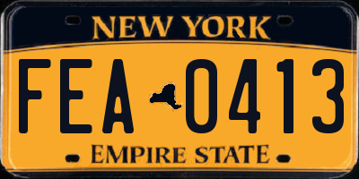 NY license plate FEA0413
