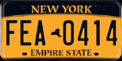 NY license plate FEA0414