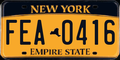 NY license plate FEA0416