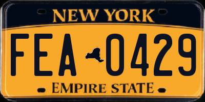 NY license plate FEA0429