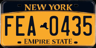 NY license plate FEA0435