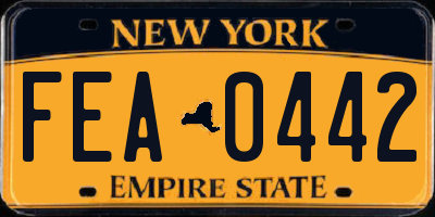 NY license plate FEA0442