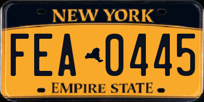 NY license plate FEA0445