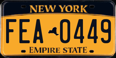 NY license plate FEA0449