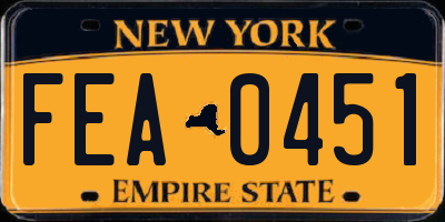 NY license plate FEA0451