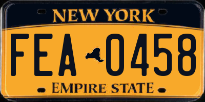NY license plate FEA0458