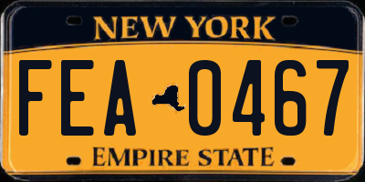 NY license plate FEA0467