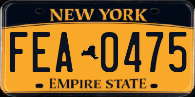 NY license plate FEA0475
