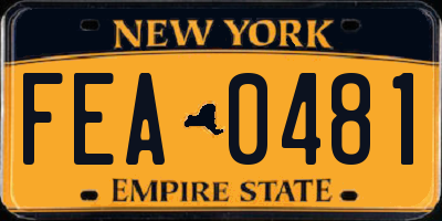 NY license plate FEA0481