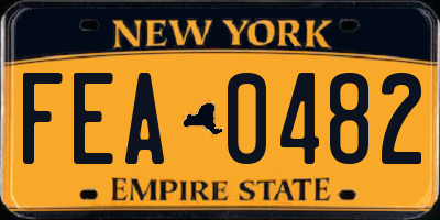 NY license plate FEA0482