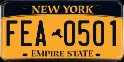 NY license plate FEA0501
