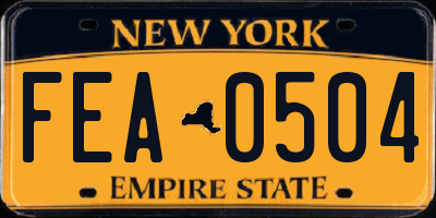 NY license plate FEA0504