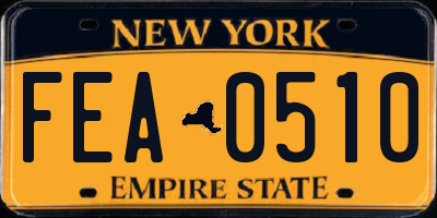 NY license plate FEA0510