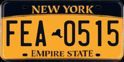 NY license plate FEA0515