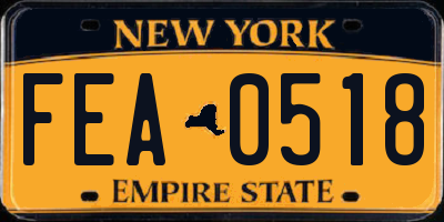 NY license plate FEA0518