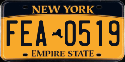NY license plate FEA0519
