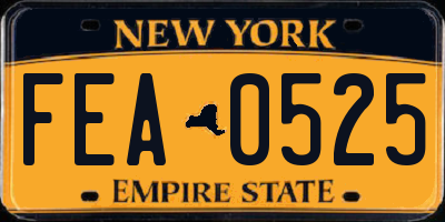 NY license plate FEA0525