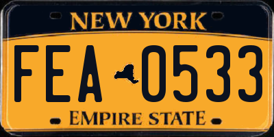 NY license plate FEA0533