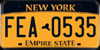 NY license plate FEA0535