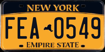 NY license plate FEA0549