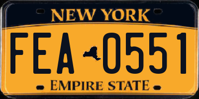 NY license plate FEA0551