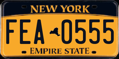 NY license plate FEA0555
