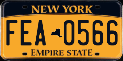 NY license plate FEA0566