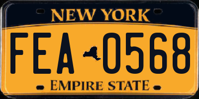 NY license plate FEA0568