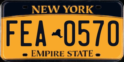 NY license plate FEA0570