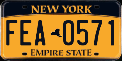 NY license plate FEA0571